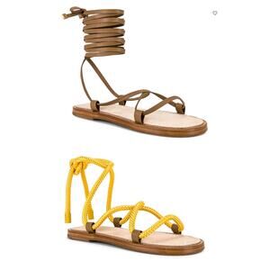 Rag & Bone Gladiator Sandal SIZE 6.5 Tan Festival Gold Ankle Wrap Laces $375 NEW